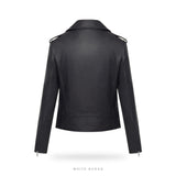 Women's Black Sheepskin Asymmetric Biker Jacket – view 2