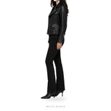 Women's Black Sheepskin Asymmetric Biker Jacket – view 6