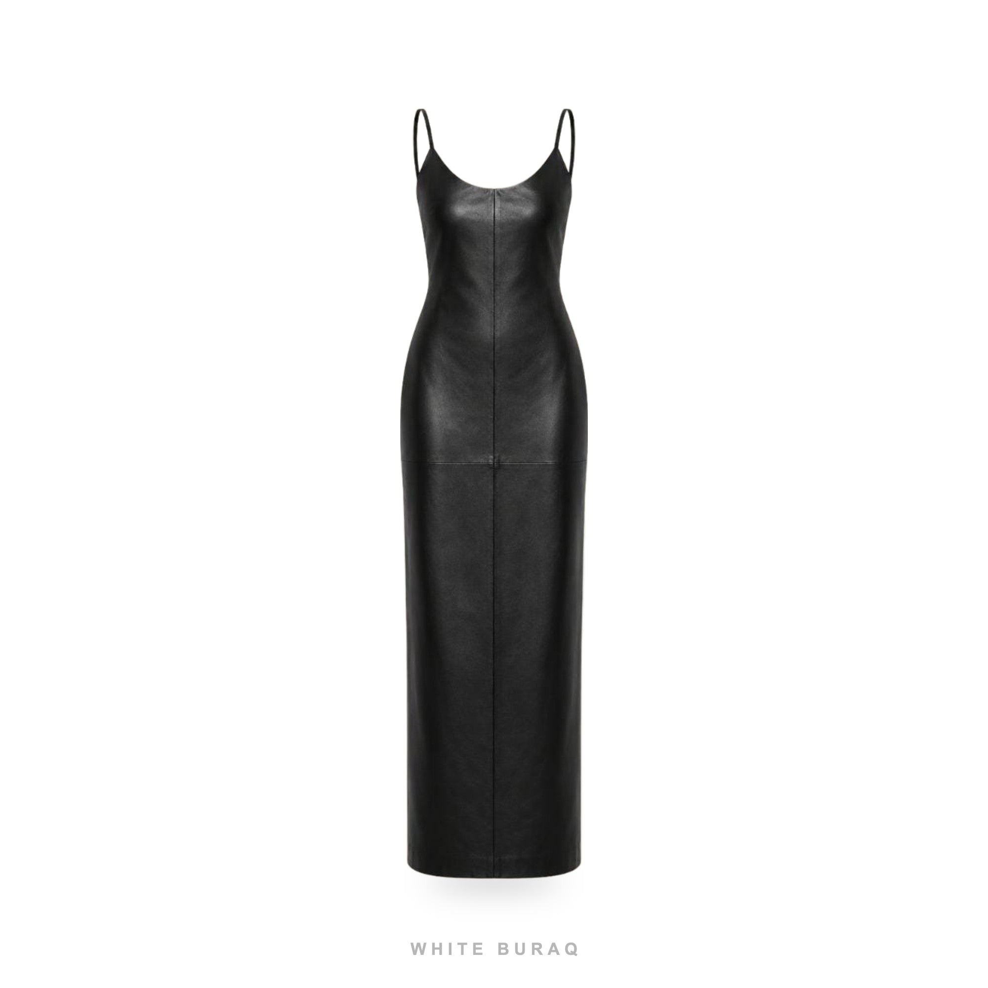 Women's Black Leather Sleeveless Bodycon Maxi Dress