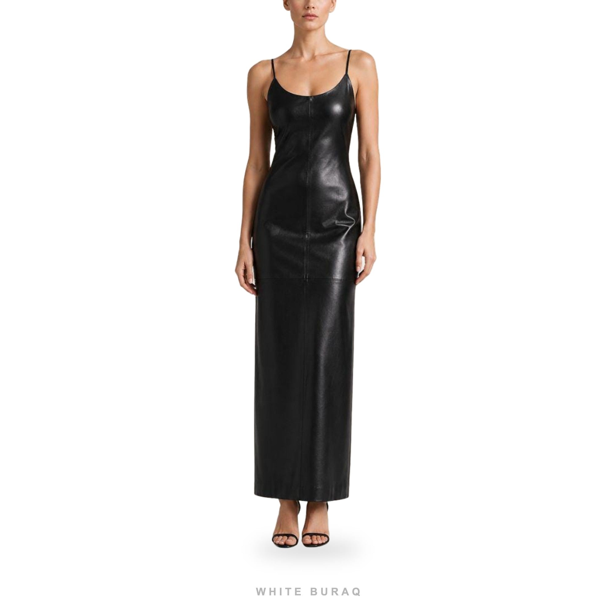 Women's Black Leather Sleeveless Bodycon Maxi Dress – view 2