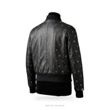 Women's Black Sheepskin Studded Bomber Jacket – view 2