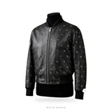 Women's Black Sheepskin Studded Bomber Jacket – view 3