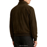 Men's Dark Brown Suede High-Neck Bomber – view 3