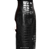Women's Black Croc-Embossed Leather Maxi Pencil Skirt – view 4