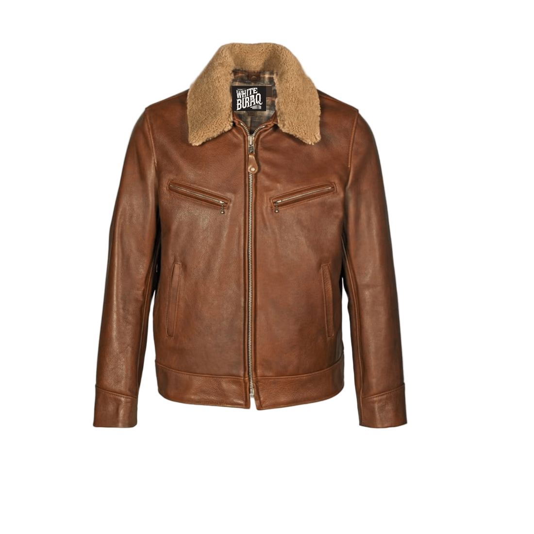 Men's antique cowhide western jacket with sheepskin collar