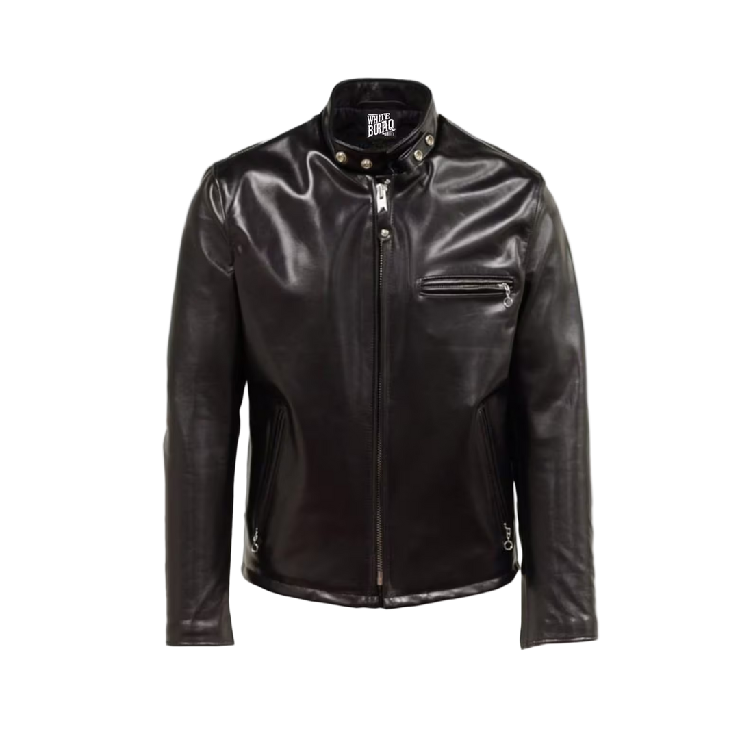 Men's Black Heavyweight Horsehide Racer Jacket with a tailored shoulder fit
