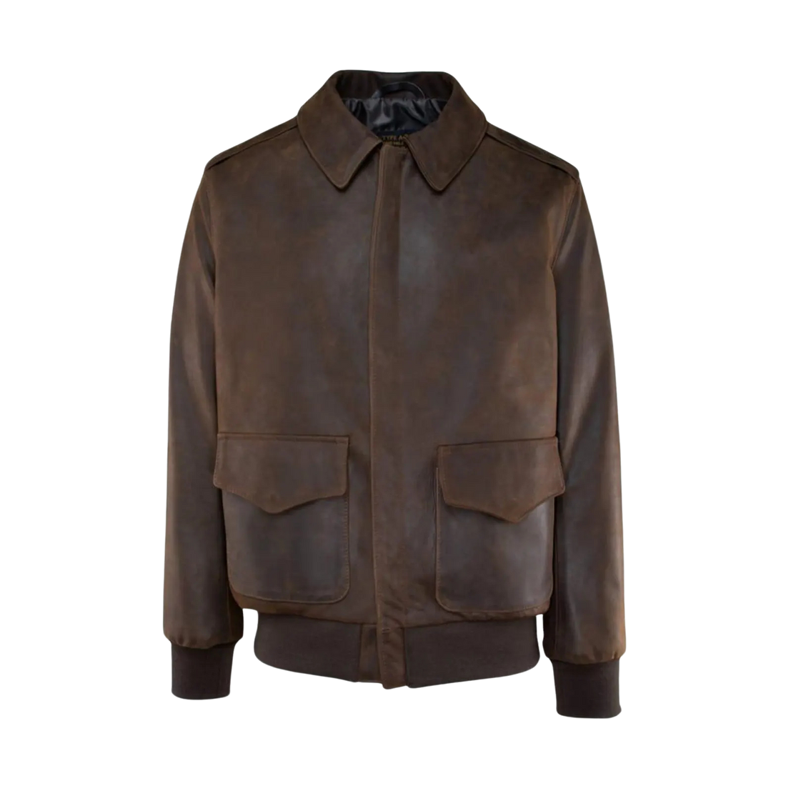 Distressed brown cowhide A-2 flight jacket