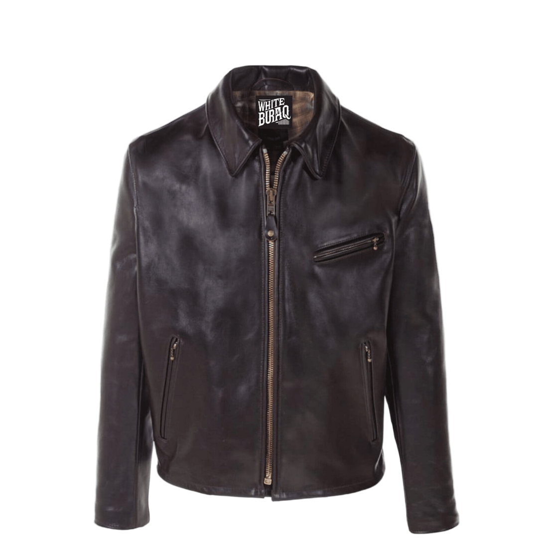 Men's Black Heavyweight Cowhide Racer Jacket, cut by hand and sewn in our workshop