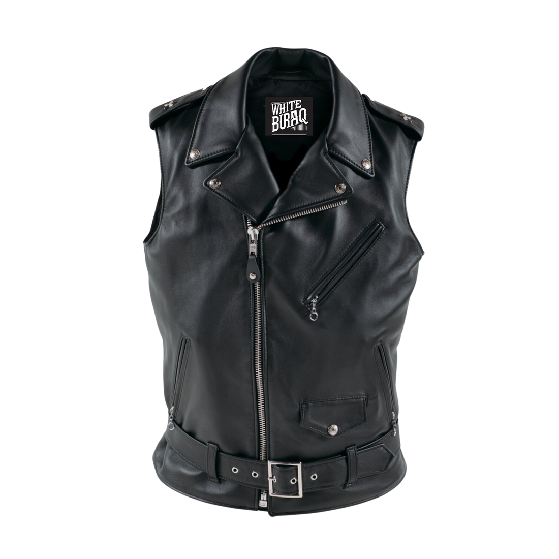 Men's Black Leather Biker Vest, a core wholesale style for biker and western stores