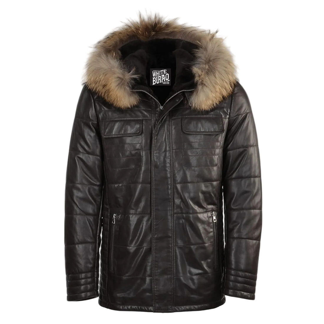 Men's Black Lambskin Hooded Jacket with Sheepskin Lining