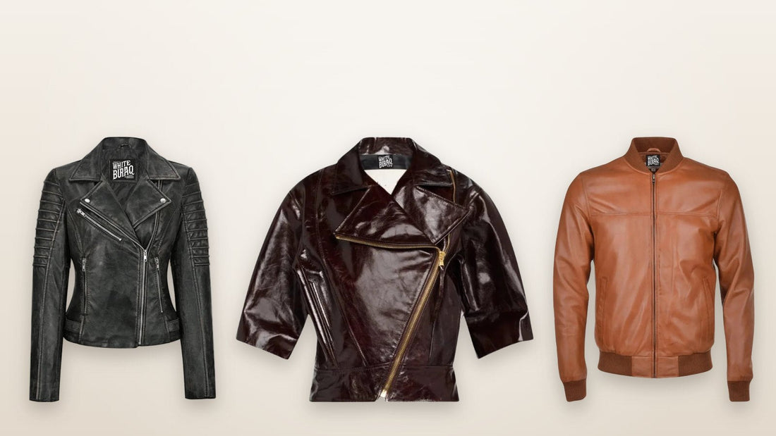 Black, burgundy and brown genuine leather jackets for a store's fall color assortment