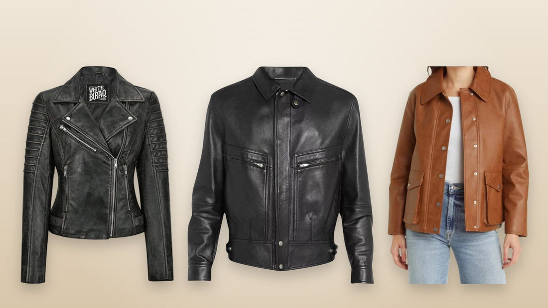 Holiday leather jackets for boutiques: black biker and bomber styles for gift season