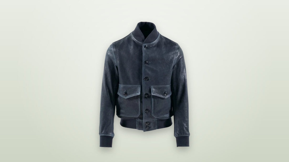 Men's navy lightweight lambskin A-1 flight jacket
