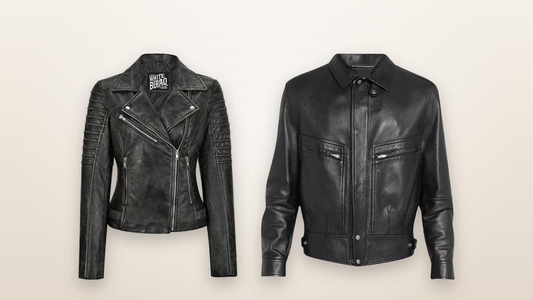 Black lambskin leather biker jacket and black leather bomber jacket for a guide on washing leather jackets