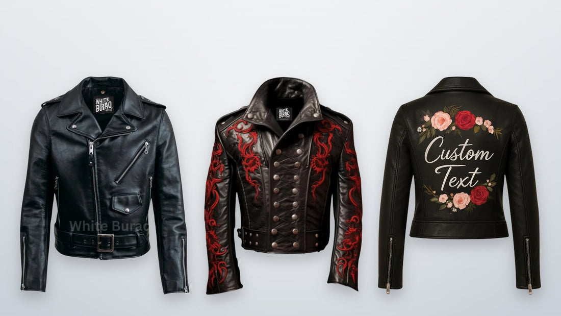 Men's black leather asymmetrical biker jacket