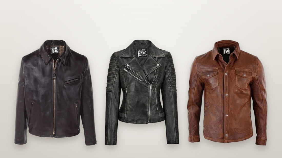 Black and brown genuine leather jackets shown for a repair guide