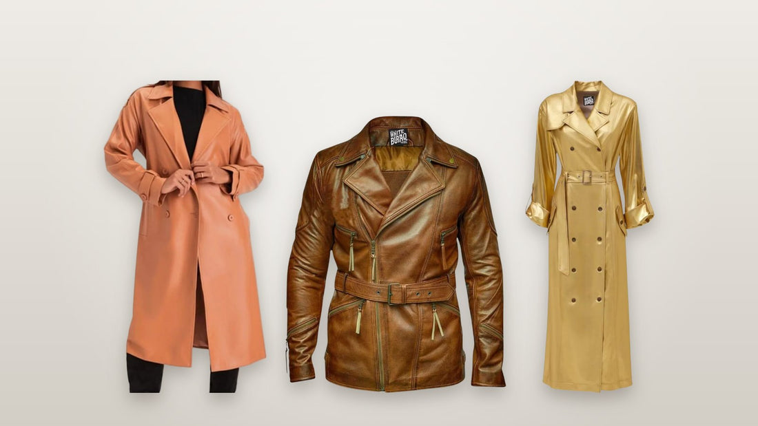 Women's brown lambskin double-breasted trench coat