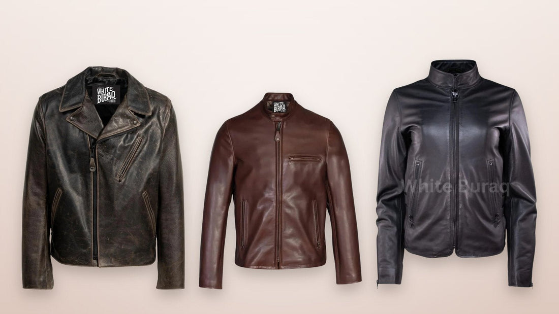 Men's black waxed cowhide moto jacket with a waxed finish that helps water bead