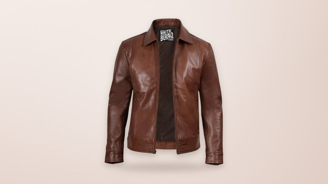 Brown lambskin Harrington jacket
