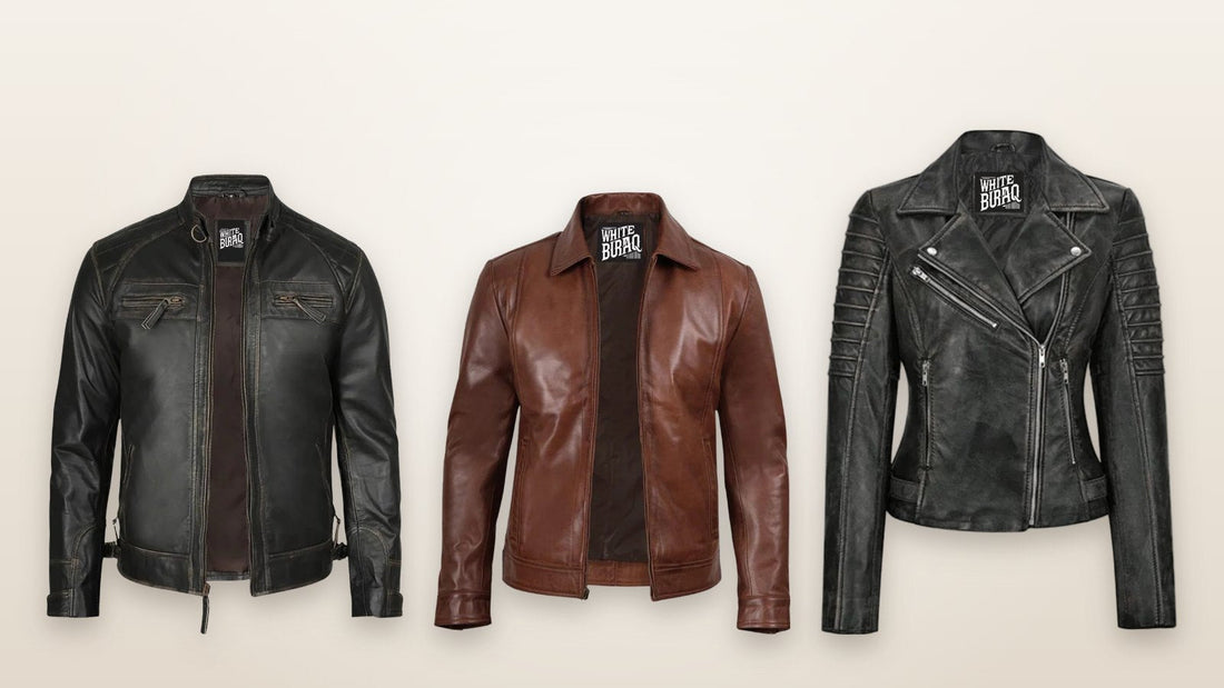Men's distressed black lambskin cafe racer jacket, a clean match for a fine-knit turtleneck