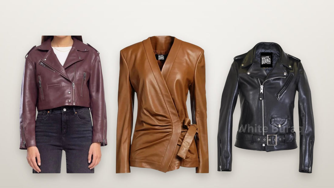 Women's maroon cropped asymmetrical leather jacket