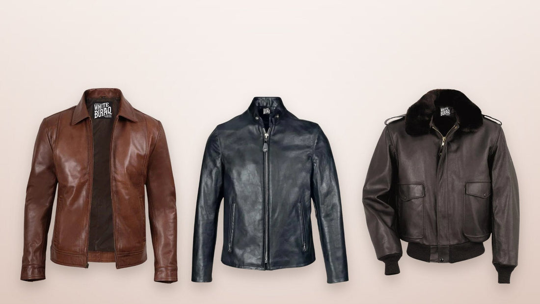 Men's brown lambskin Harrington jacket, a short leather jacket that pairs well with a henley