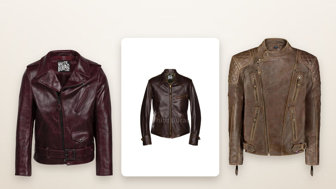 Men's heavyweight steerhide asymmetrical biker jacket, an example of a structured steerhide leather jacket