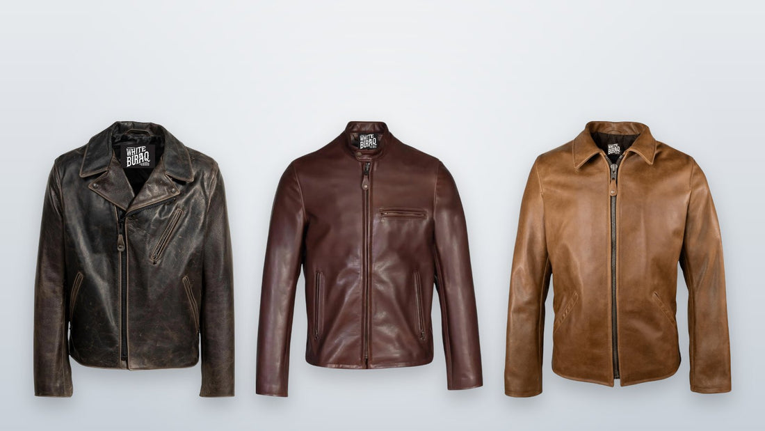 Men's black waxed cowhide moto jacket