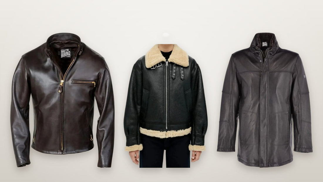 Leather racer jacket and long leather coat styled for a windy fall day in the city