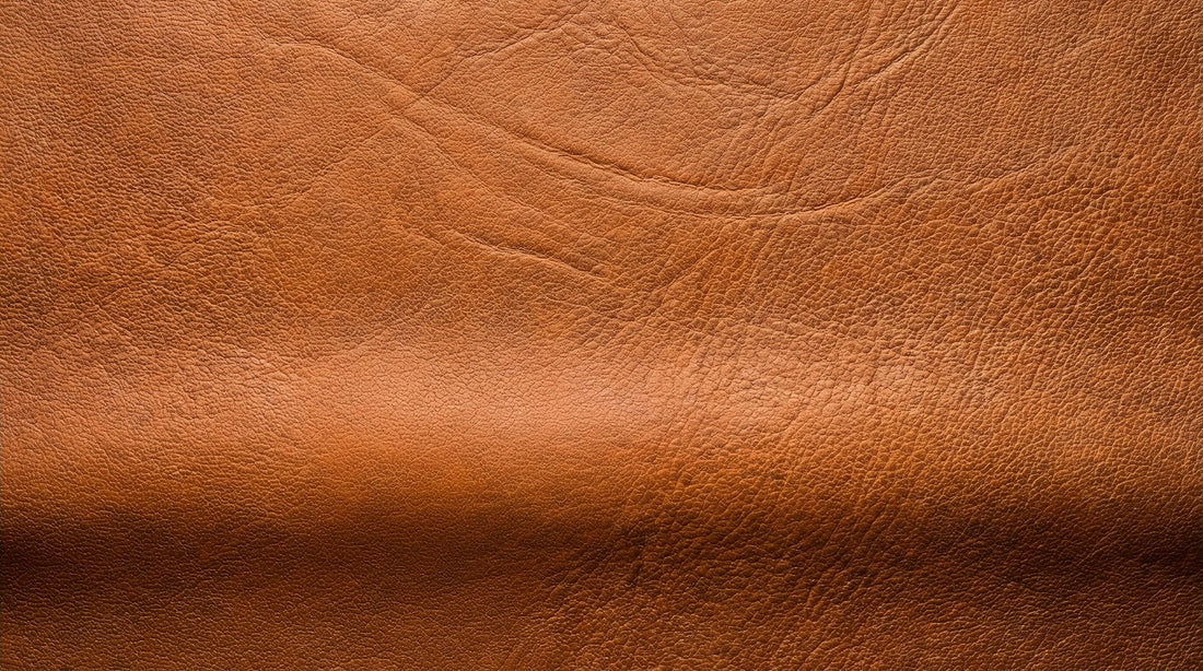 Close-up of brown leather with natural creases