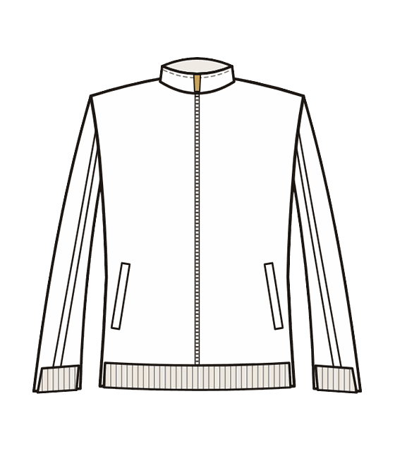 Sketch of a custom zip jacket, the kind of textile piece we make for company gifts