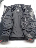 Black satin-finish lining with two inner zip pockets and White Buraq labels
