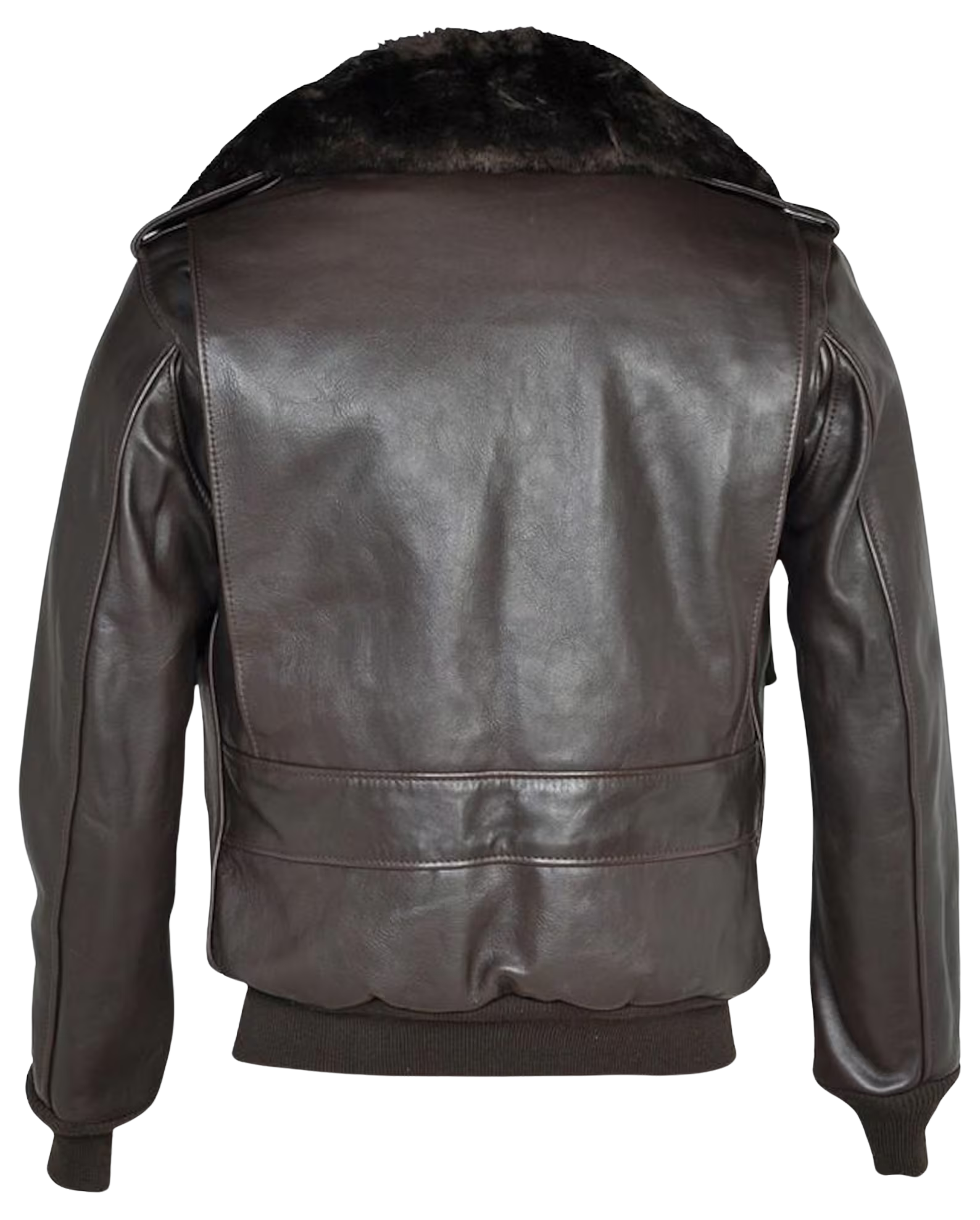 Brown leather jacket with fur collar 