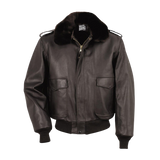 Brown leather jacket with fur collar 