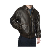 Brown leather jacket worn by a person 