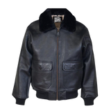 Black leather jacket with fur collar 