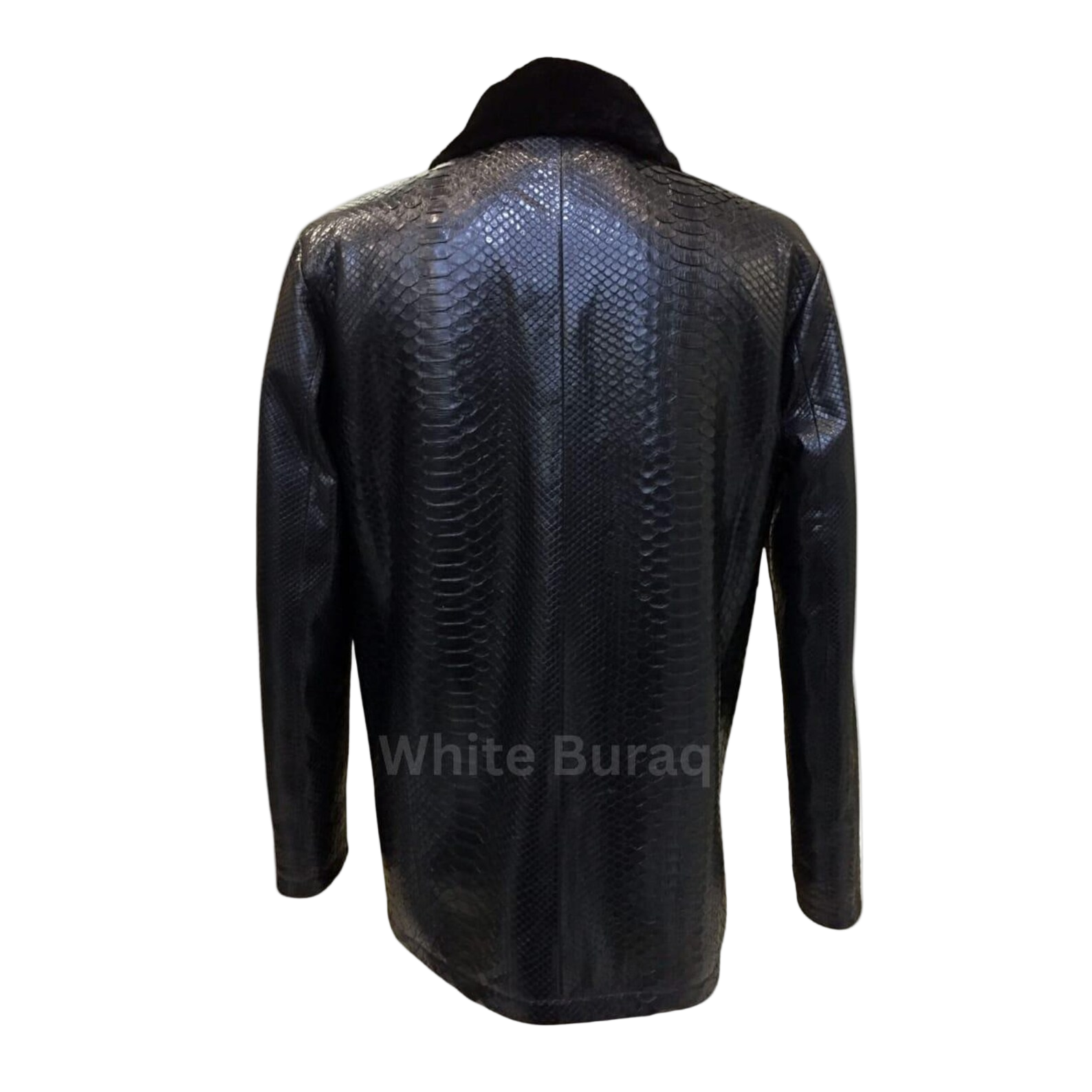 Black leather jacket with snake skin pattern 