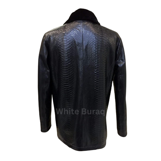 Black leather jacket with snake skin pattern 