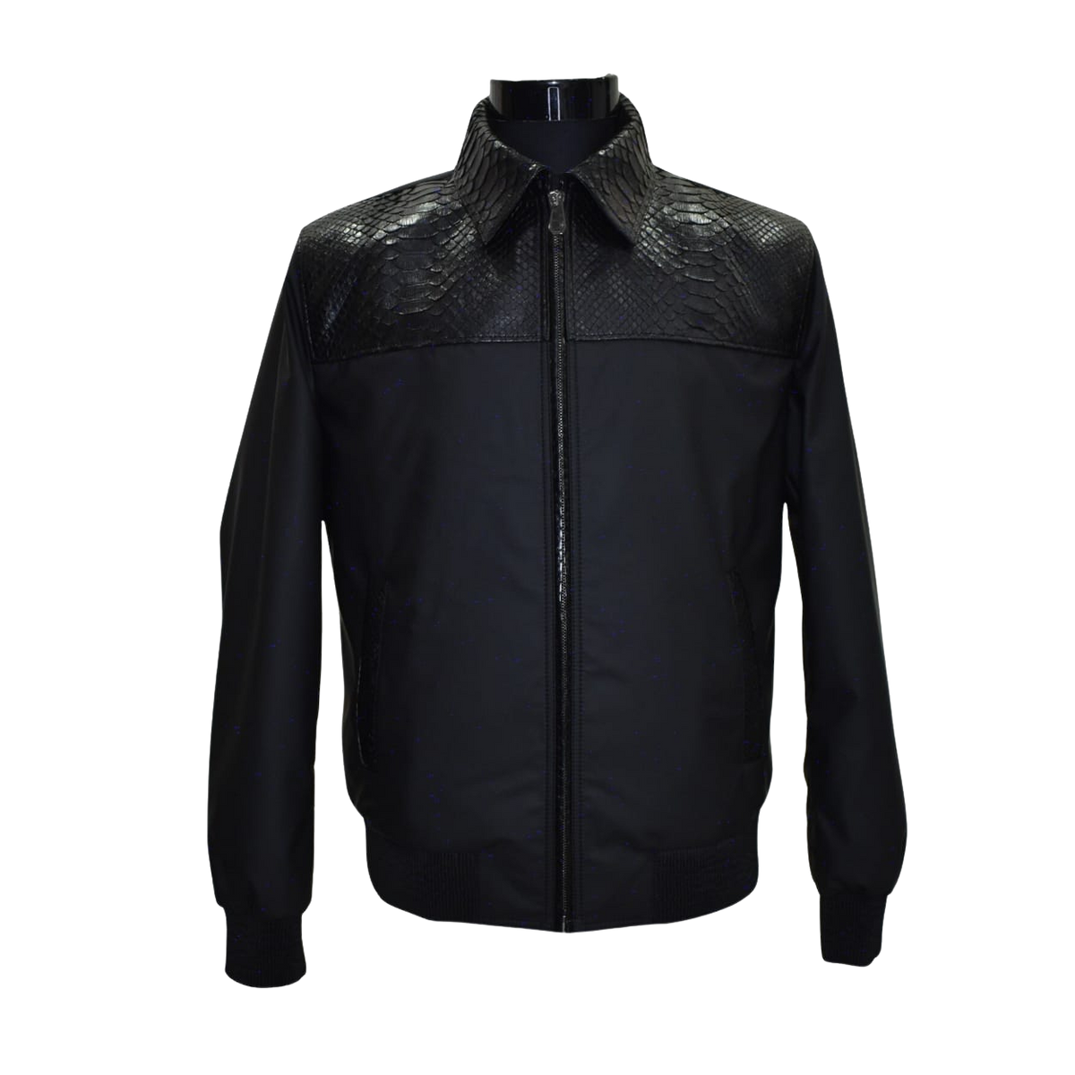 Black jacket with textured shoulder panels 