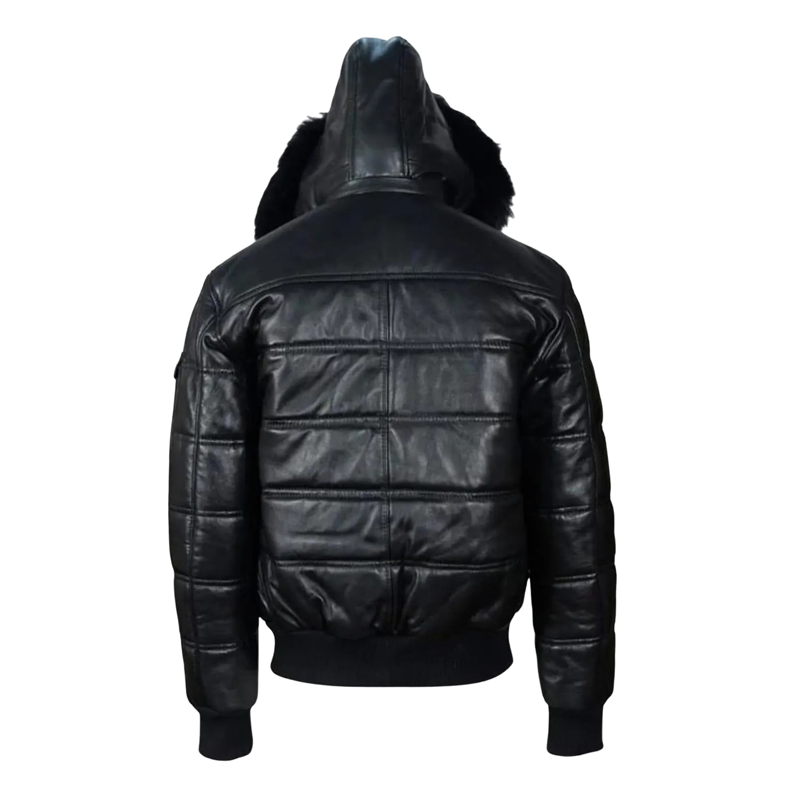 Black Leather Puffer Jacket