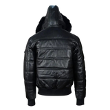 Black Leather Puffer Jacket