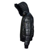 Black Leather Puffer Jacket