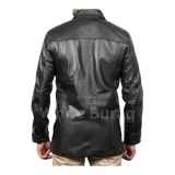 Black Men’s Lambskin Leather Car Coat
