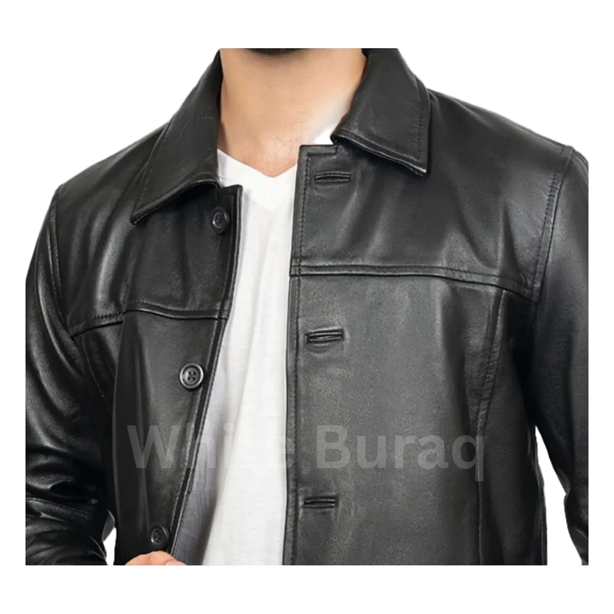 Black Men’s Lambskin Leather Car Coat