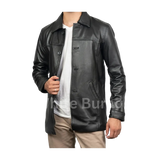 Black Men’s Lambskin Leather Car Coat
