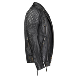 Black leather jacket with quilted design 