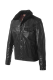 Black leather jacket with fur lining