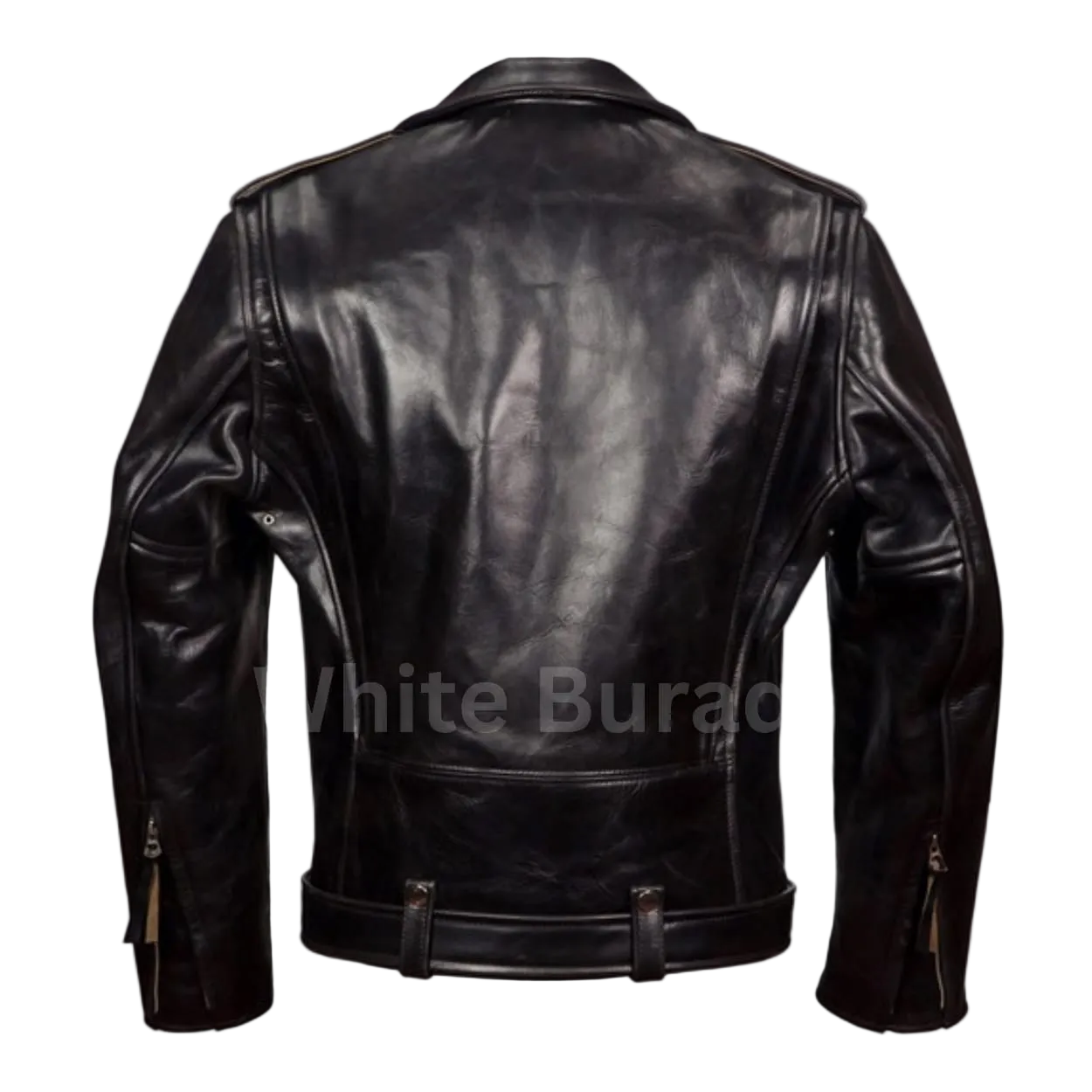 Black leather jacket on a white background
