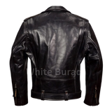 Black leather jacket on a white background