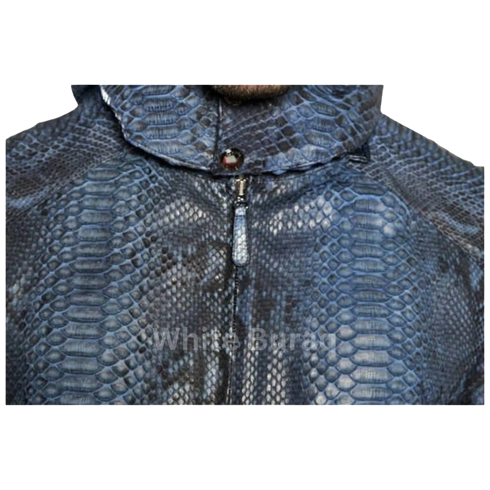 Blue snake skin patterned jacket 